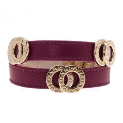 Bvlgari Leather Double Coiled Purple Bracelet S