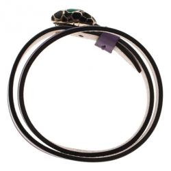 Pre Owned Bvlgari Serpenti Double Coiled Purple Leather Bracelet M