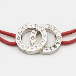 Bvlgari Bvlgari Interlocking Circles Sterling Silver Adjustable Cord Bracelet