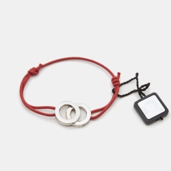 Bvlgari Bvlgari Interlocking Circles Sterling Silver Adjustable Cord Bracelet
