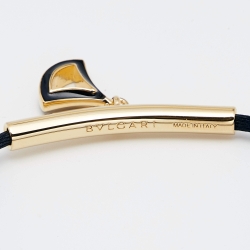 Pre Owned Bvlgari Divas' Dream Black Enamel Gold Tone Metal Adjustable Cord Bracelet