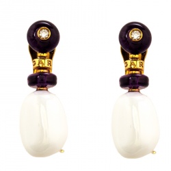 Pre Owned Bvlgari Mediterranean Eden Sassi Ceramics Amethyst & Diamond 18K Rose Gold Drop Earrings