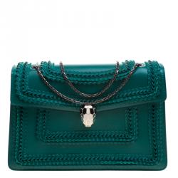 Bvlgari Sea Green Leather Medium Serpenti Forever Shoulder Bag