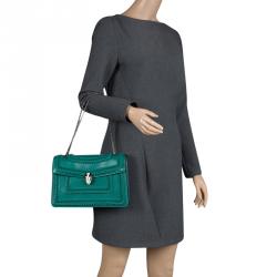 Bvlgari Sea Green Leather Medium Serpenti Forever Shoulder Bag