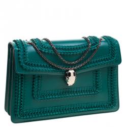 Bvlgari Sea Green Leather Medium Serpenti Forever Shoulder Bag