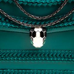 Bvlgari Sea Green Leather Medium Serpenti Forever Shoulder Bag