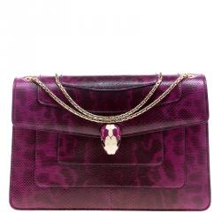 Bvlgari Magenta Python Medium Serpenti Forever Shoulder Bag