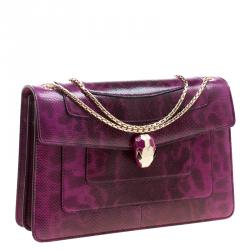 Bvlgari Magenta Python Medium Serpenti Forever Shoulder Bag