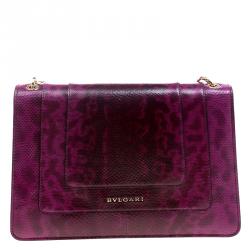 Bvlgari Magenta Python Medium Serpenti Forever Shoulder Bag