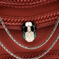 Pre Owned Bvlgari Red Leather Large Ruffled Serpenti Forever Shoulder Bag