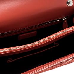 Pre Owned Bvlgari Red Leather Large Ruffled Serpenti Forever Shoulder Bag