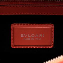 Pre Owned Bvlgari Red Leather Large Ruffled Serpenti Forever Shoulder Bag