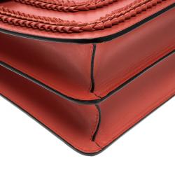 Pre Owned Bvlgari Red Leather Large Ruffled Serpenti Forever Shoulder Bag