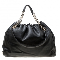 Pre Owned Bvlgari Black Leather Downy Tote