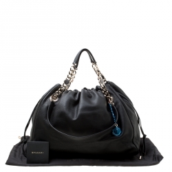 Pre Owned Bvlgari Black Leather Downy Tote