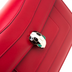 Bvlgari Red Leather Medium Serpenti Forever Shoulder Bag