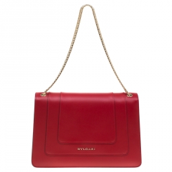 Bvlgari Red Leather Medium Serpenti Forever Shoulder Bag