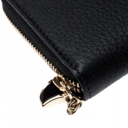 Bvlgari Black Leather Divas' Dream Zipped Around Wallet