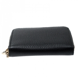 Bvlgari Black Leather Divas' Dream Zipped Around Wallet