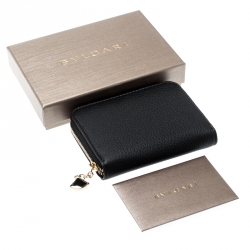 Bvlgari Black Leather Divas' Dream Zipped Around Wallet
