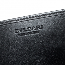 Bvlgari Grey/Black Coated Canvas Business Card Holder