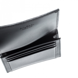 Bvlgari Grey/Black Coated Canvas Business Card Holder