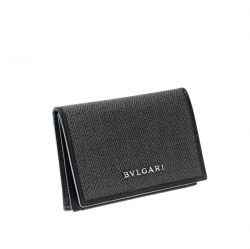 Bvlgari Grey/Black Coated Canvas Business Card Holder