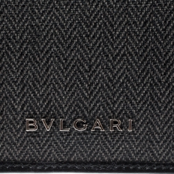 Bvlgari Grey/Black Coated Canvas Business Card Holder