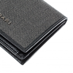 Bvlgari Grey/Black Coated Canvas Business Card Holder