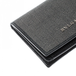 Bvlgari Grey/Black Coated Canvas Business Card Holder