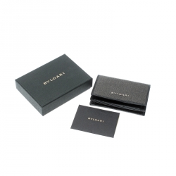 Bvlgari Grey/Black Coated Canvas Business Card Holder