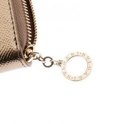 Bvlgari Metallic Bronze Leather Zip Around Wallet