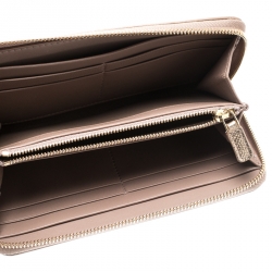 Bvlgari Metallic Bronze Leather Zip Around Wallet