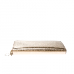 Bvlgari Metallic Bronze Leather Zip Around Wallet