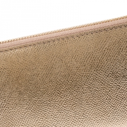 Bvlgari Metallic Bronze Leather Zip Around Wallet