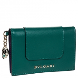 مملوكة مسبقًا Bvlgari Green Leather Serpenti Forever Bifold Card Holder