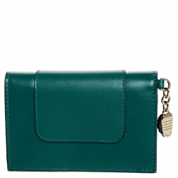 مملوكة مسبقًا Bvlgari Green Leather Serpenti Forever Bifold Card Holder