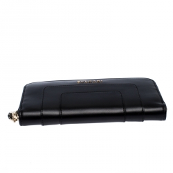 Bvlgari Black Leather Serpenti Forever Zip Around Wallet