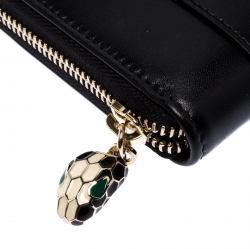 Bvlgari Black Leather Serpenti Forever Zip Around Wallet