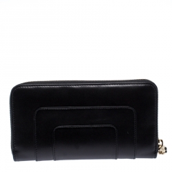 Bvlgari Black Leather Serpenti Forever Zip Around Wallet