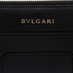 Bvlgari Black Leather Serpenti Forever Zip Around Wallet