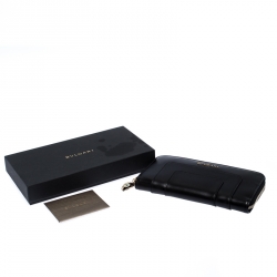 Bvlgari Black Leather Serpenti Forever Zip Around Wallet