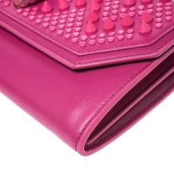 Pre Owned Bvlgari x Nicholas Kirkwood Fuchsia Studded Leather Serpenti Forever Wallet On Chain