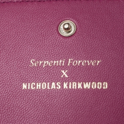 Pre Owned Bvlgari x Nicholas Kirkwood Fuchsia Studded Leather Serpenti Forever Wallet On Chain