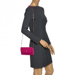 Pre Owned Bvlgari x Nicholas Kirkwood Fuchsia Studded Leather Serpenti Forever Wallet On Chain