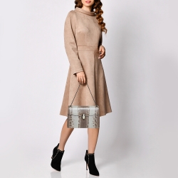 Pre Owned Bvlgari Brown/Grey Karung Medium Serpenti Forever Flap Shoulder Bag