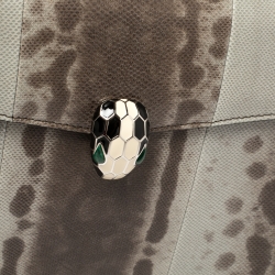 Pre Owned Bvlgari Brown/Grey Karung Medium Serpenti Forever Flap Shoulder Bag