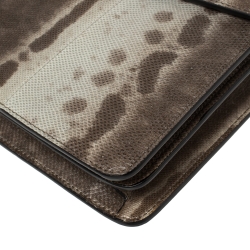 Pre Owned Bvlgari Brown/Grey Karung Medium Serpenti Forever Flap Shoulder Bag