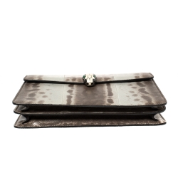 Pre Owned Bvlgari Brown/Grey Karung Medium Serpenti Forever Flap Shoulder Bag