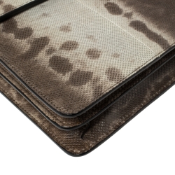 Pre Owned Bvlgari Brown/Grey Karung Medium Serpenti Forever Flap Shoulder Bag